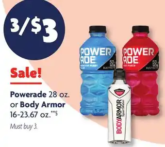 Family Dollar Powerade 28 oz. or Body Armor 16-23.67 oz.**§ offer