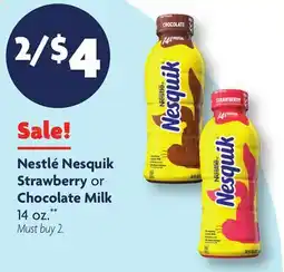 Family Dollar Nestlé Nesquik Strawberry or Chocolate Milk offer