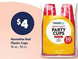 Family Dollar Homeline Red Plastic Cups offer