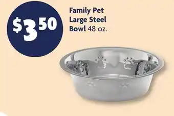 Family Dollar Family Pet Large Steel Bowl offer