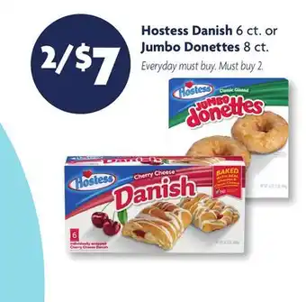 Family Dollar Hostess Danish 6 ct. or Jumbo Donettes 8 ct offer
