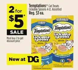Dollar General Temptations Cat Treats Lickable Spoons offer