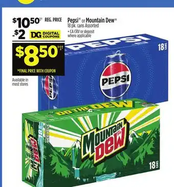 Dollar General Pepsi or Mountain Dew offer
