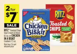 Dollar General Nabisco RITZ Toasted Chips Sour Cream & Onion 8.1 oz. or CHICKEN IN A BISKIT Crackers 7.5 oz offer