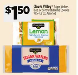 Dollar General Clover Valley Sugar Wafers 8 oz. or Sandwich Creme Cookies 10.5-11.8 oz offer