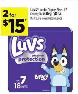 Dollar General Luvs Jumbo Diapers offer