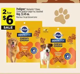 Dollar General Pedigree Dentastix Chewy Chunx Small or Large 4 oz offer