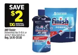 Dollar General ANY Finish Dishwashing Tabs 11-43 ct. or Jet Dry Rinse Aid 8.45 oz offer