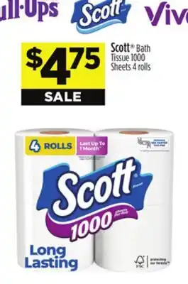 Dollar General Scott Bath Tissue 1000 Sheets 4 rolls offer