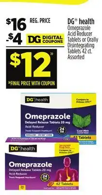Dollar General DG health Omeprazole Acid Reducer Tablets or Orally Disintegrating Tablets offer