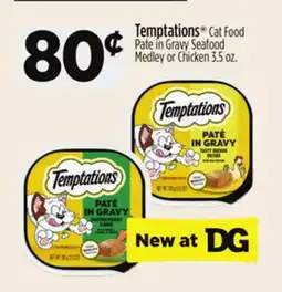 Dollar General Temptations Cat Food Pate in Gravy Seafood Medley or Chicken offer