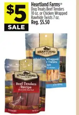 Dollar General Heartland Farms Dog Treats Beef Tenders 10 oz. or Chicken Wrapped Rawhide Twists 7 oz offer