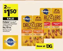 Dollar General Pedigree Drizzlers Savory Sauce Pouch Beef or Chicken offer
