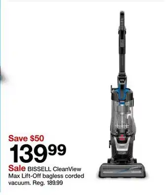 Target BISSELL CleanView Max Lift-Off bagless corded vacuum offer