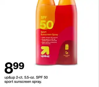 Target up&up 2-ct. 5.5-oz. SPF 50 sport sunscreen spray offer