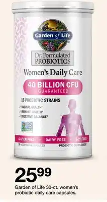 Target Garden of Life 30-ct. women's probiotic daily care capsules offer