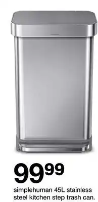 Target simplehuman 45L stainless steel kitchen step trash can offer