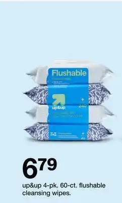 Target up & up 4 - pk. 60 - ct. flushable cleansing wipes offer
