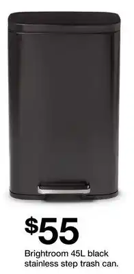 Target Brightroom 45L black stainless step trash can offer