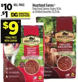 Dollar General Heartland Farms Dog Food Savory Gravy 14 lb. or Grilled Favorites 13.25 lb offer