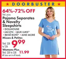 Boscov's Pajama Separates & Novelty Sleepshirts offer