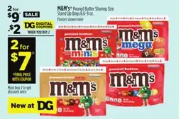 Dollar General M & M' s Peanut Butter Sharing Size Stand Up Bags offer
