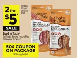 Dollar General Good'n'Tasty Cat Treats Savory Spoonables Salmon or Duck offer