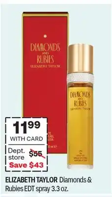 CVS ELIZABETH TAYLOR Diamonds & Rubies EDT spray 3.3 oz offer