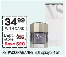 CVS XS PACO RABANNE EDT spray 3.4 oz offer