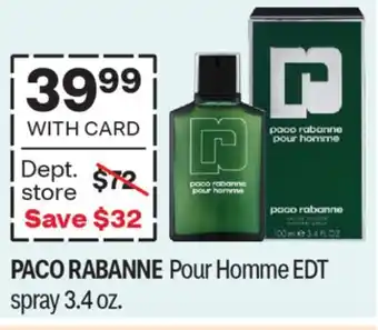 CVS PACO RABANNE Pour Homme EDT spray 3.4 oz offer