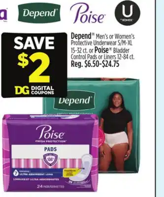 Dollar General Depend or Poise offer