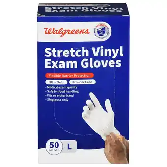 Walgreens Stretch Vinyl Exam Gloves L offer