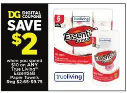 Dollar General True Living Essentials Paper Towels offer