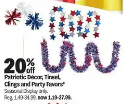 Meijer Patriotic Décor Tinsel and Clings and Party Favors offer