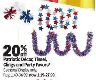 Meijer Patriotic Décor Tinsel and Clings and Party Favors offer