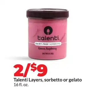 Hy-Vee Talenti Layers, sorbetto or gelato offer
