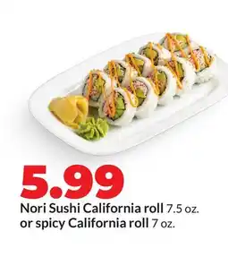 Hy-Vee Nori Sushi California roll 7.5 oz. or spicy California roll 7 oz offer