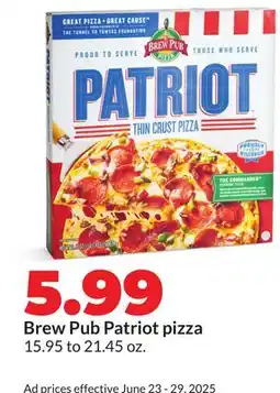 Hy-Vee Brew Pub Patriot pizza offer