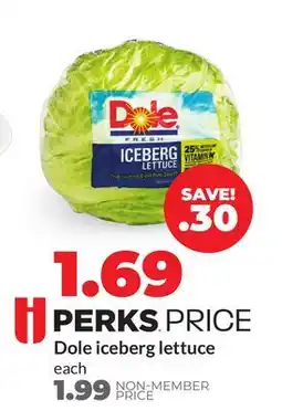 Hy-Vee Dole iceberg lettuce offer