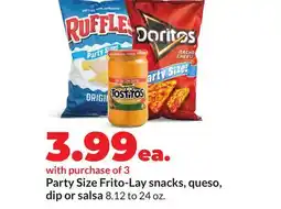 Hy-Vee Party Size Frito-Lay snacks, queso, dip or salsa offer