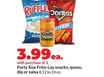 Hy-Vee Party Size Frito-Lay snacks, queso, dip or salsa offer