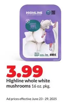 Hy-Vee Highline whole white mushrooms offer