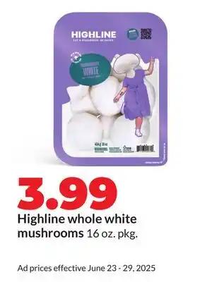 Hy-Vee Highline whole white mushrooms offer