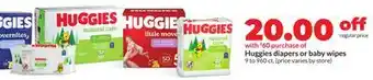 Hy-Vee Huggies diapers or baby wipes offer
