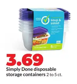 Hy-Vee Simply Done disposable storage containers offer