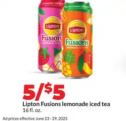 Hy-Vee Lipton Fusions lemonade iced tea offer