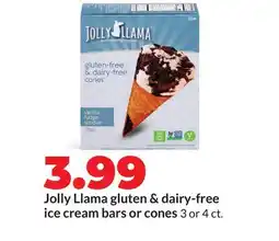 Hy-Vee Jolly Llama gluten & dairy-free ice cream bars or cones offer