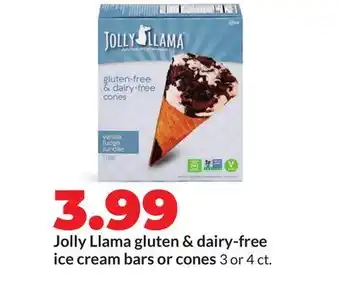 Hy-Vee Jolly Llama gluten & dairy-free ice cream bars or cones offer