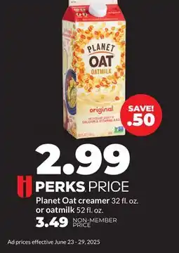 Hy-Vee Planet Oat creamer 32 fl. oz. or oatmilk 52 fl. oz offer
