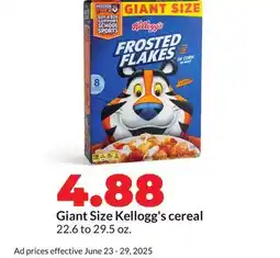 Hy-Vee Giant Size Kellogg's cereal offer